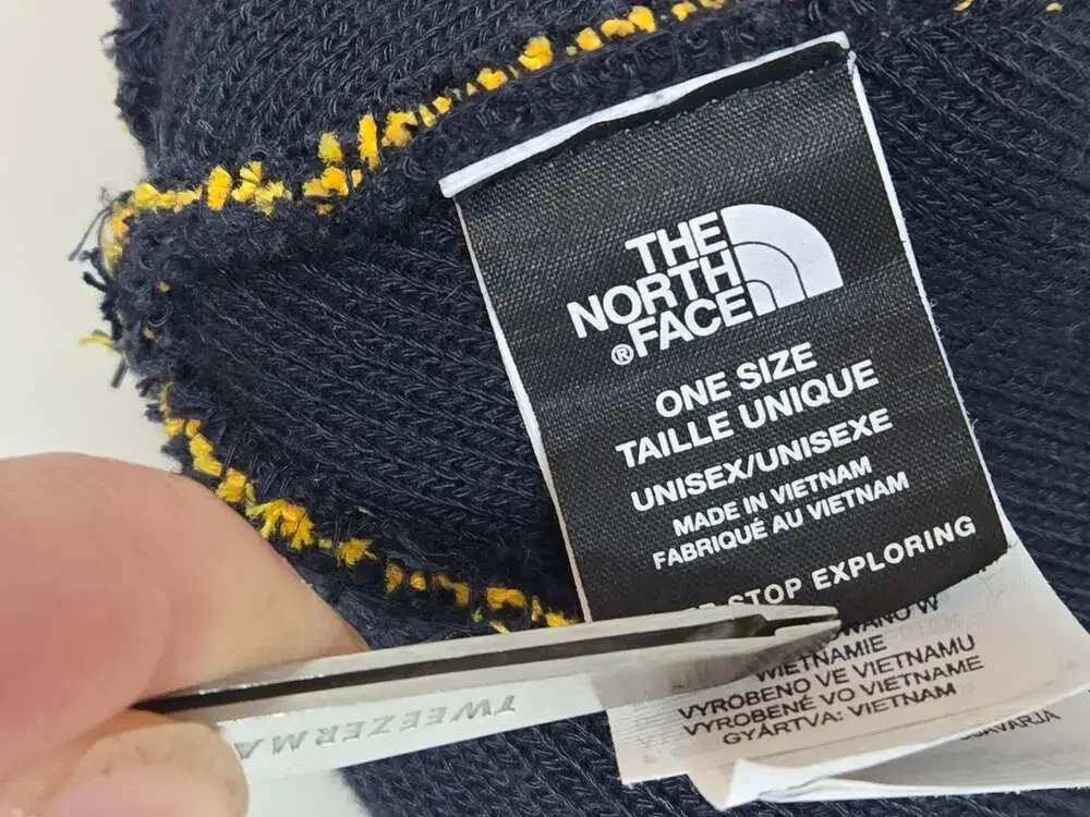 The North Face Heritage Ski Tuke Beanie Navy Yellow Pom Pom Hat